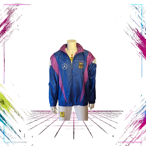 1990/92 Adidas Germany DFB staff/player issue track jacket — front view, ultra-rare Mercedes-Benz branding, size L — ThePlugOfVintage