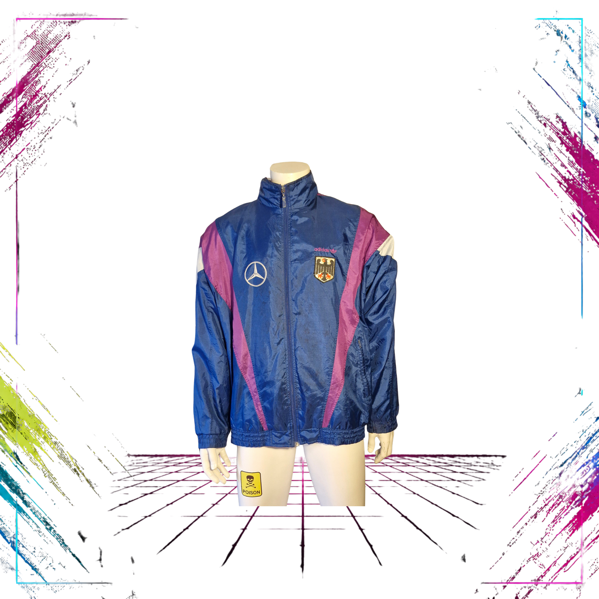 1990/92 Adidas Germany DFB staff issue track jacket — front closed, full view, size L — ThePlugOfVintage