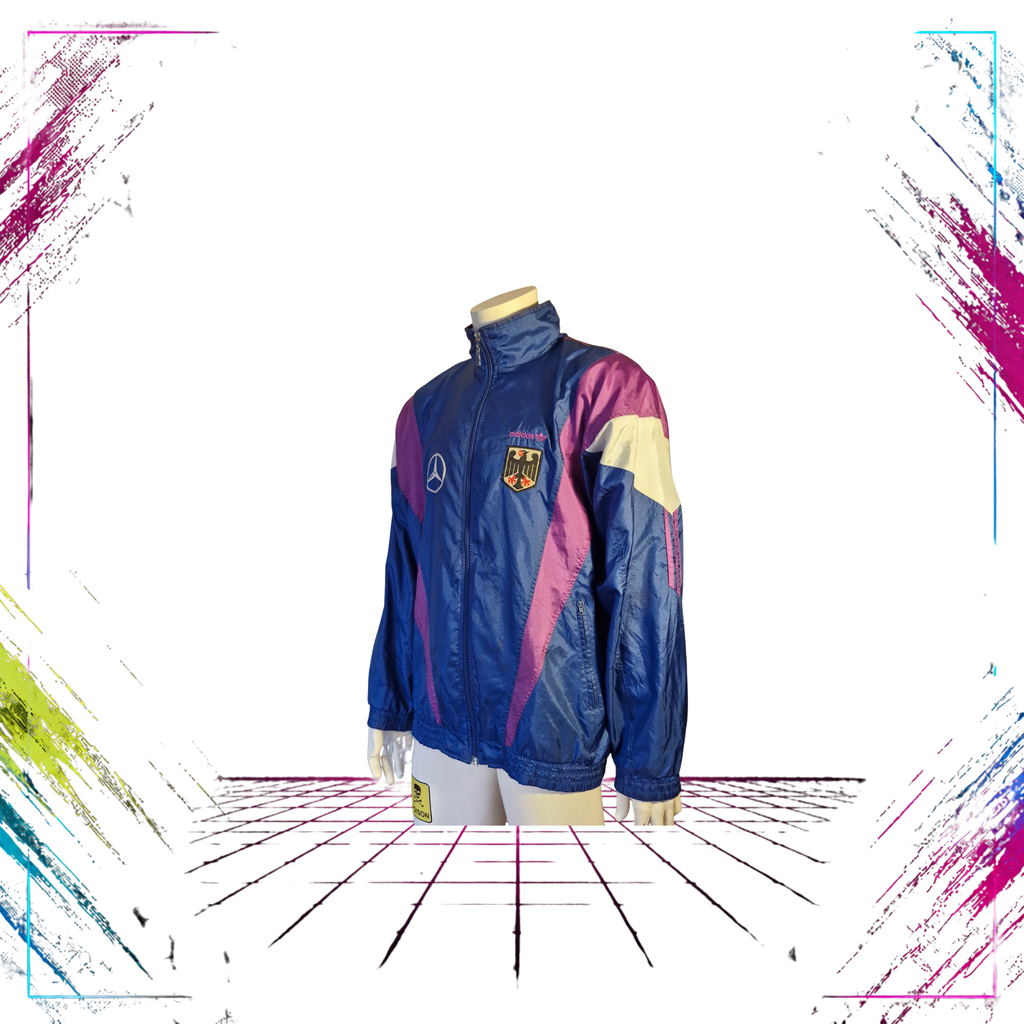 1990/92 Adidas Germany DFB track jacket — Adidas logo side detail, archival player issue — ThePlugOfVintage