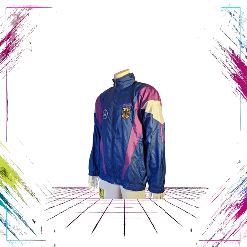 1990/92 Adidas Germany DFB track jacket — Adidas logo side detail, archival player issue — ThePlugOfVintage