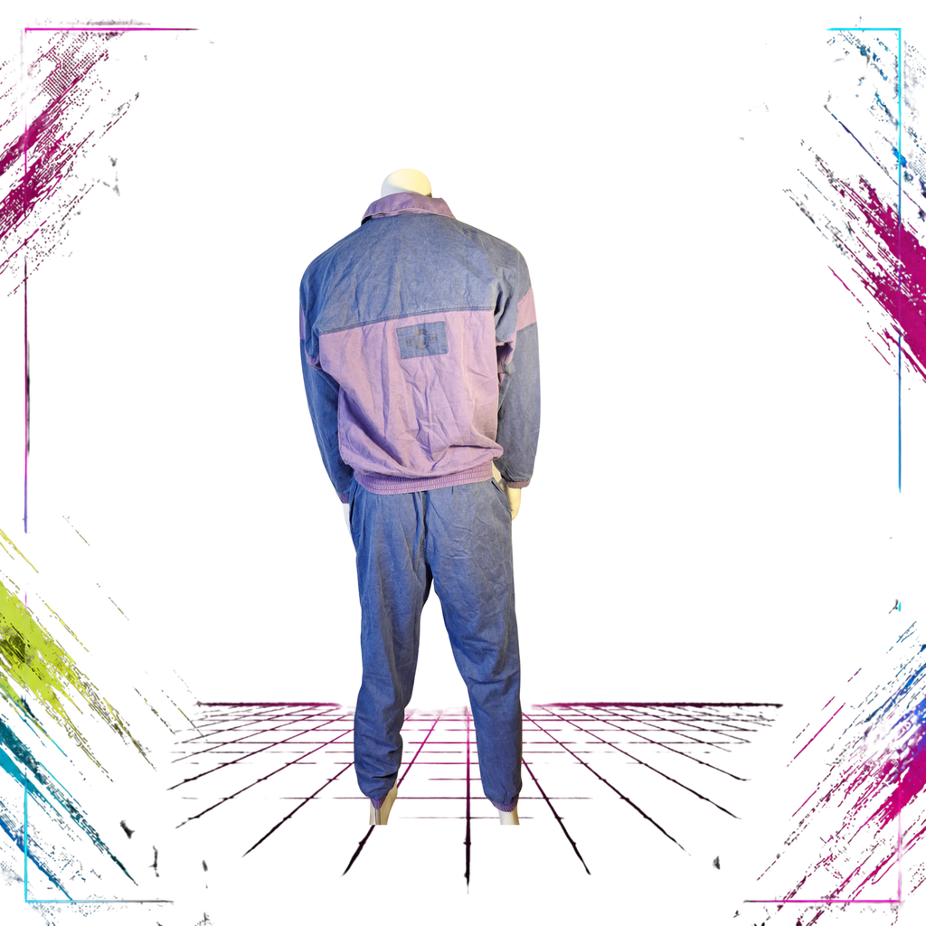 1989 Adidas deadstock polo-neck tracksuit set — back view — ThePlugOfVintage