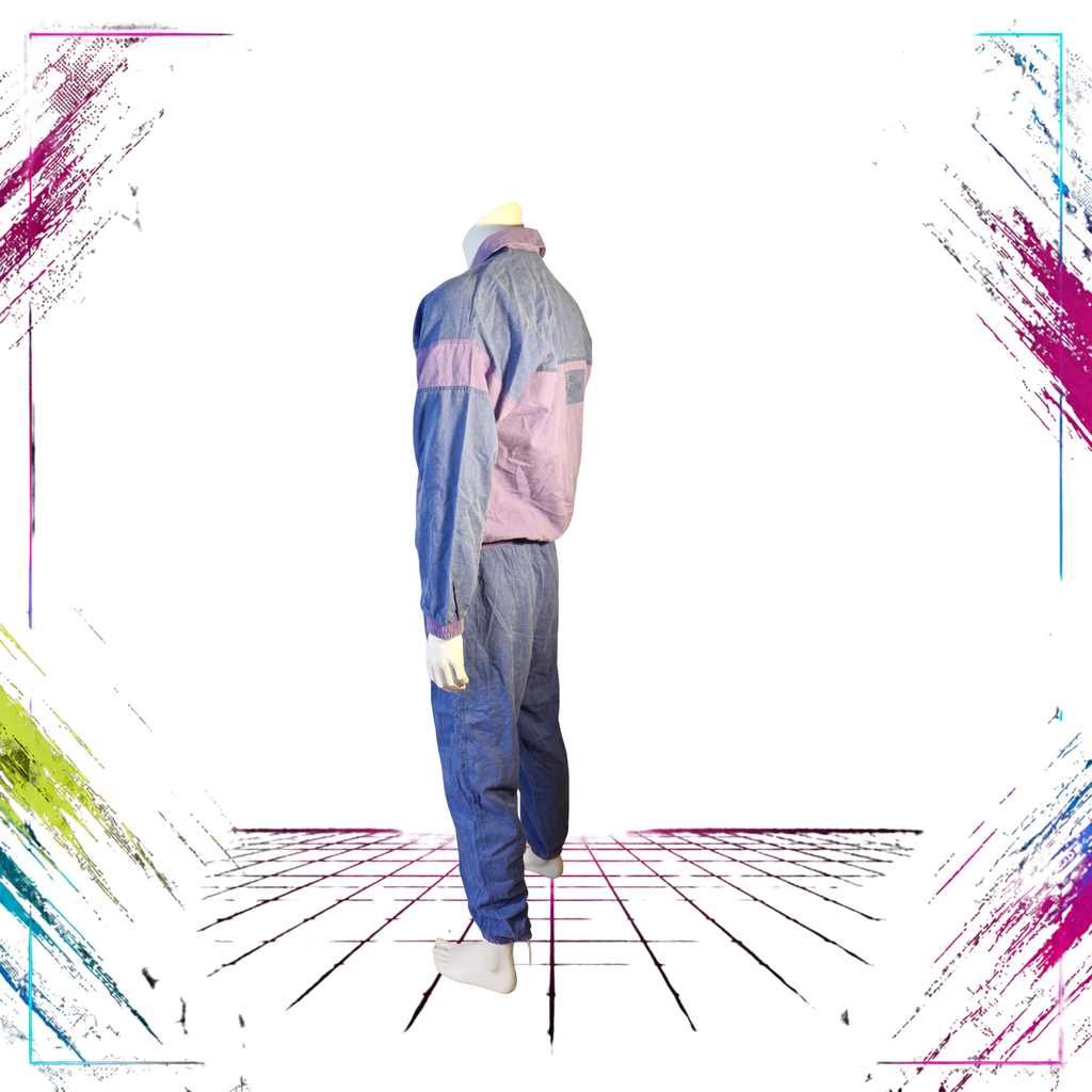 1989 Adidas deadstock polo-neck tracksuit set — side view — ThePlugOfVintage