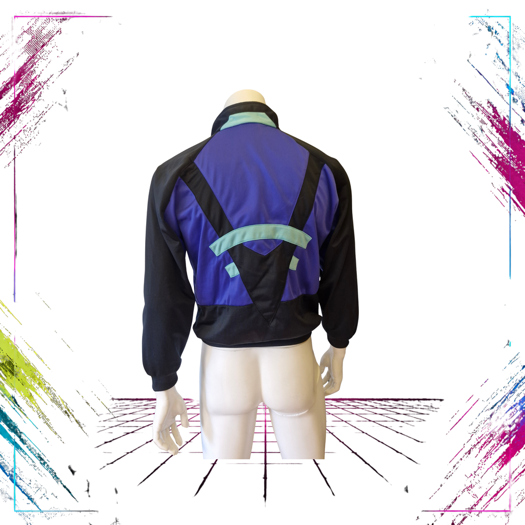 Early 90s Nike Silver Tag geometric colourblock track jacket — back view — ThePlugOfVintage