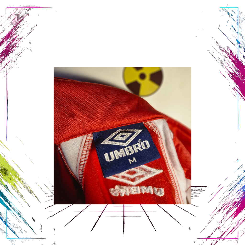 Umbro “Sultrade” Shiny Geometric Acetate Track Jacket — Late 80s / Early 90s — Size M