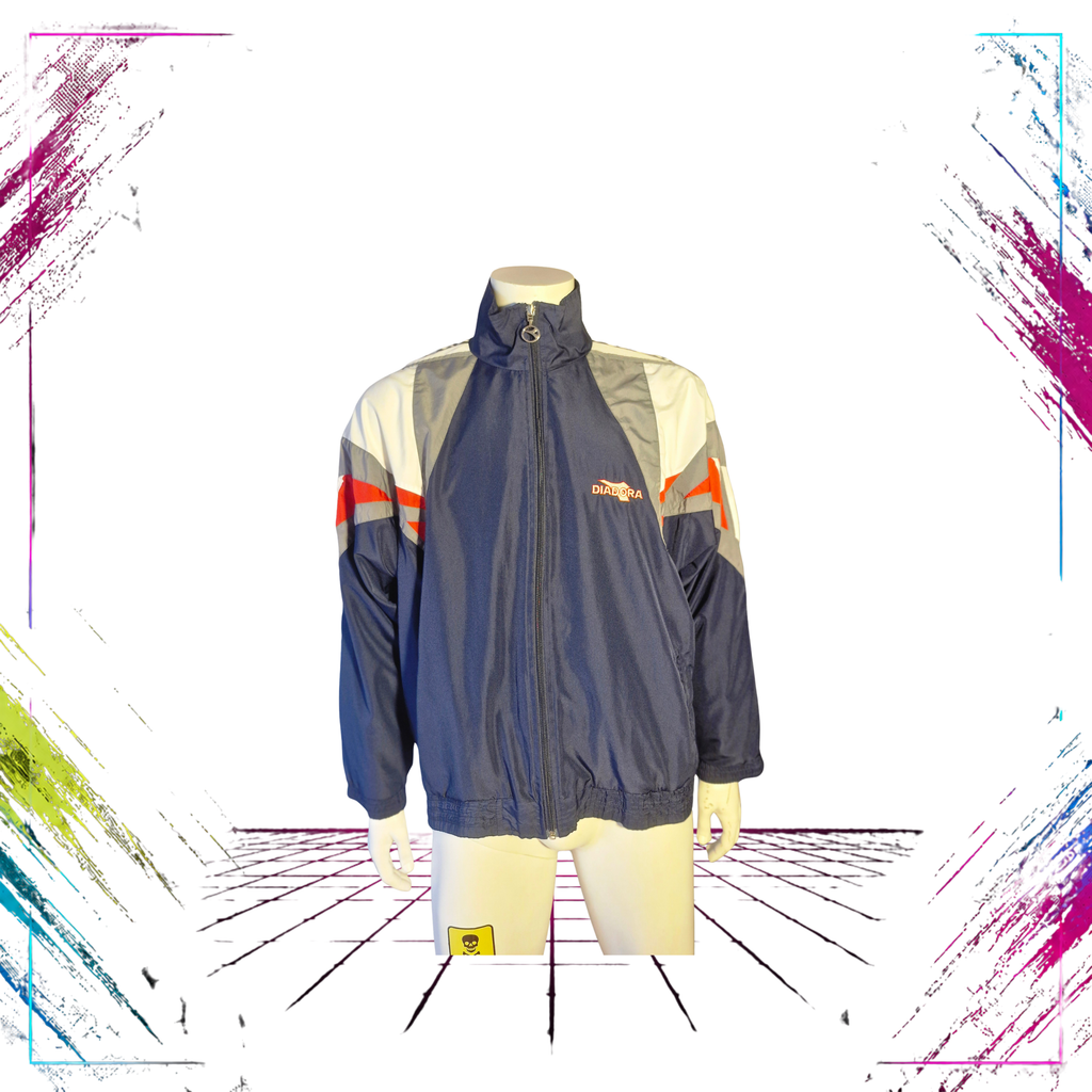 Diadora “Light Your Fire” Logo-Tape Track Jacket — Mid 90s — Size M