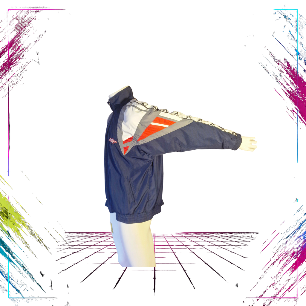Mid 90s Diadora Light Your Fire logo-tape track jacket — sleeve logo-tape detail — ThePlugOfVintage