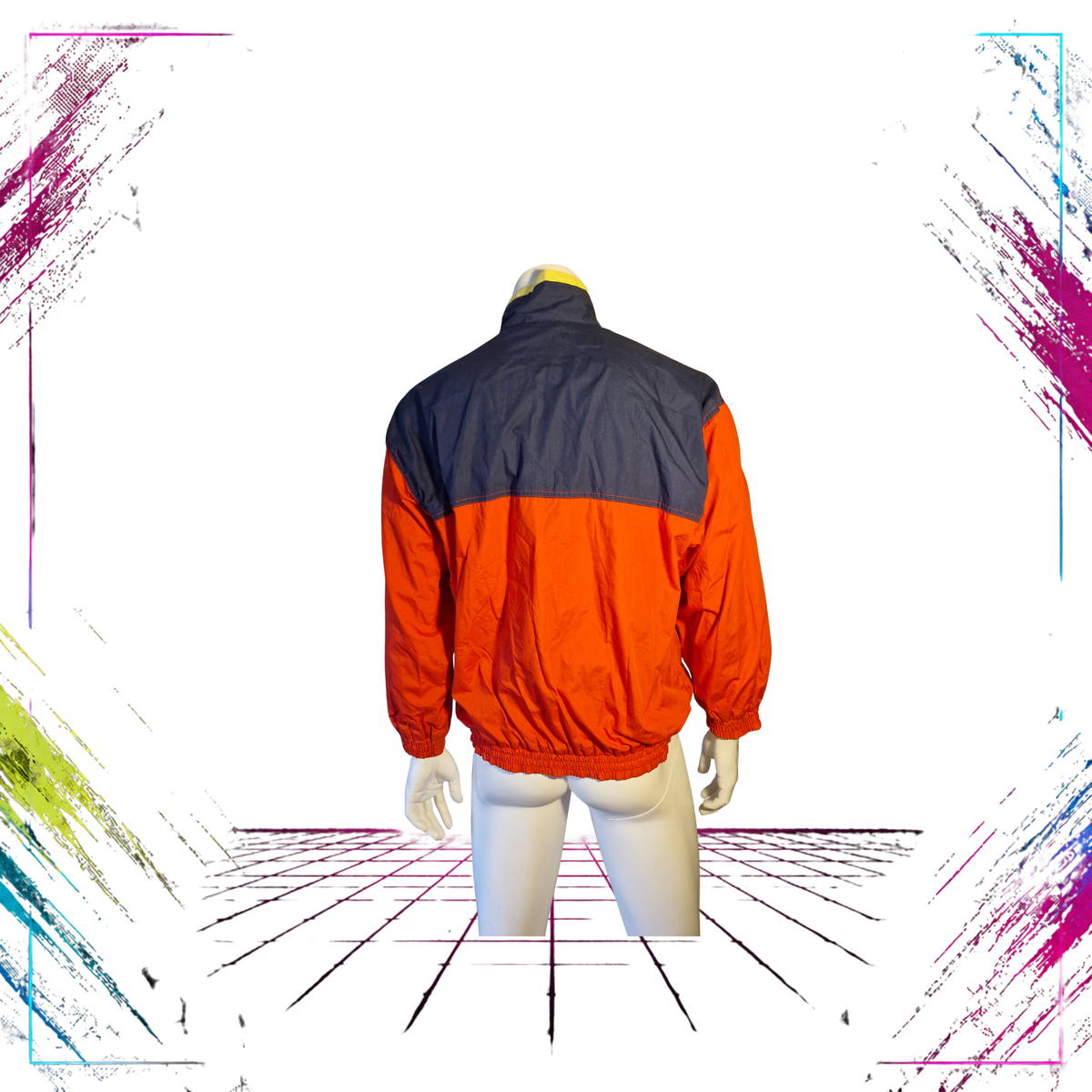 Mid-late 80s Sporttime colourblock windbreaker jacket — back view — ThePlugOfVintage