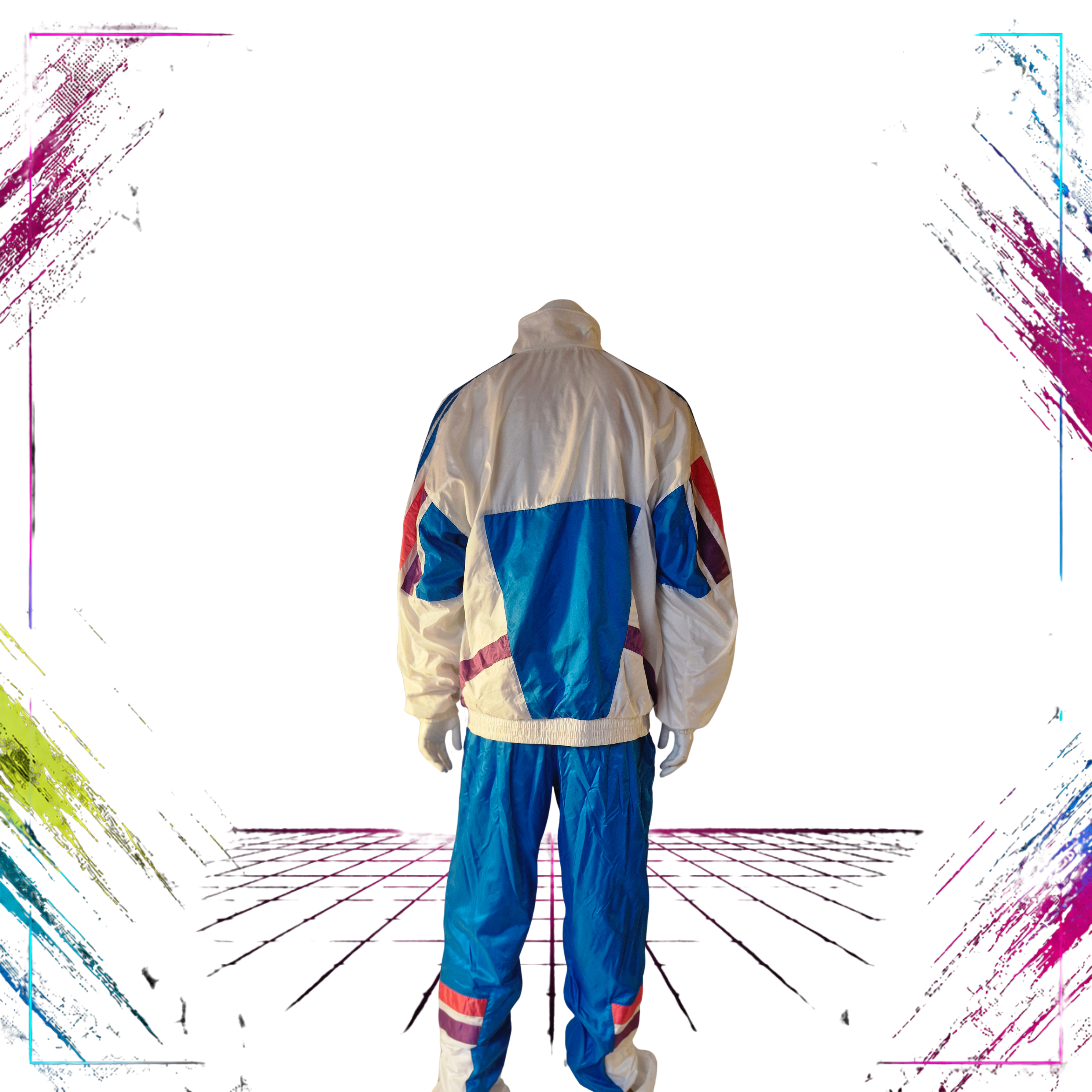 Adidas white windbreaker fullset 90s vintage tracksuit back – ThePlugOfVintage
