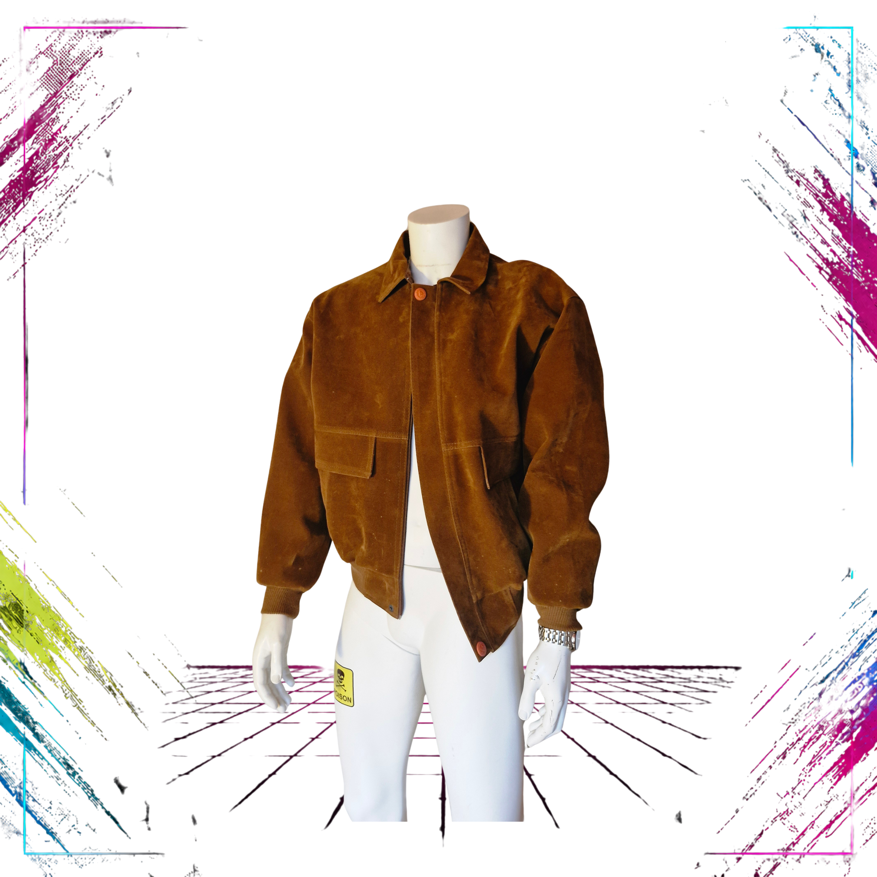 Collection V Made in Italy Vintage Suede Jacket 70s-90s front open -theplugofvintage