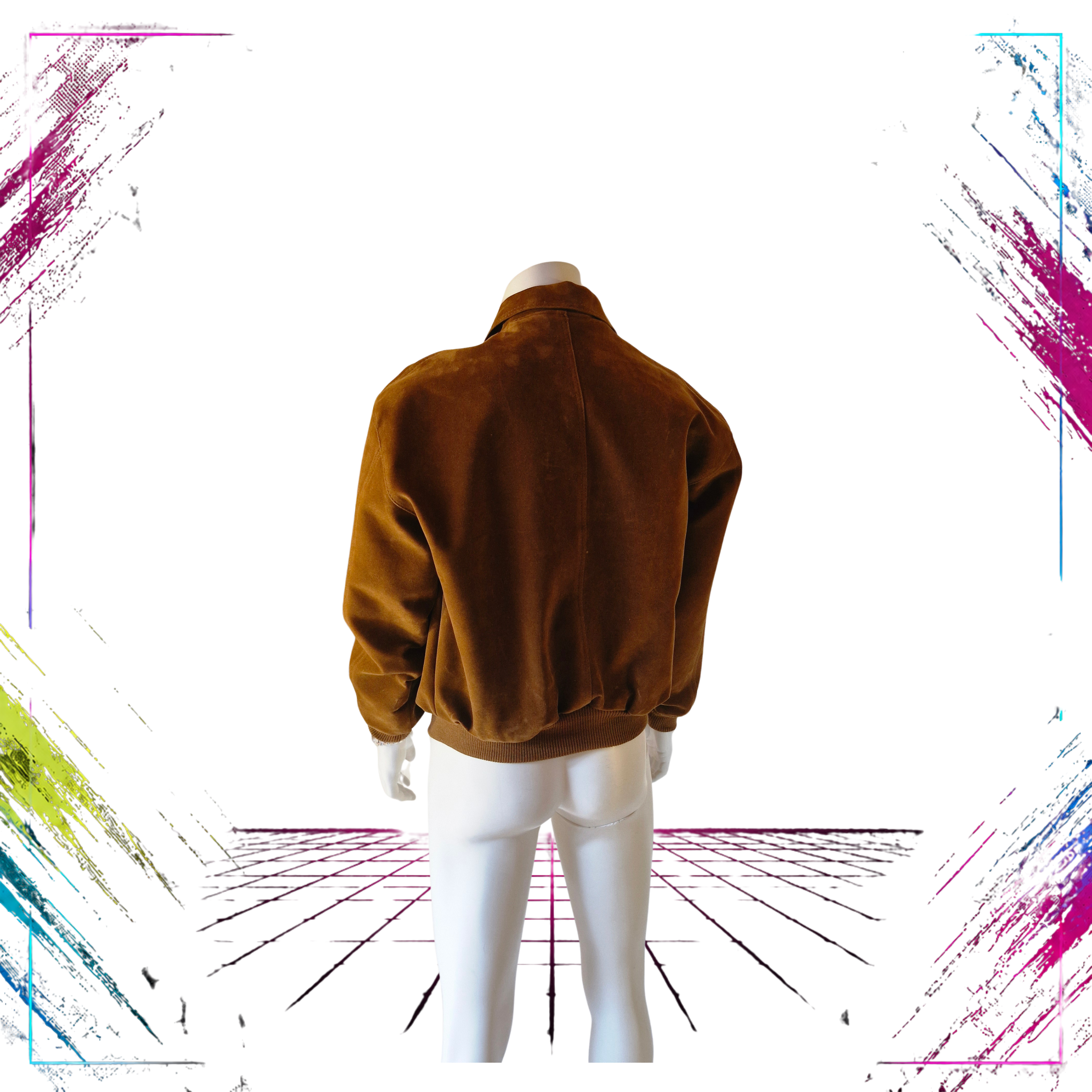 Collection V Made in Italy Vintage Suede Jacket 70s-90s back -theplugofvintage
