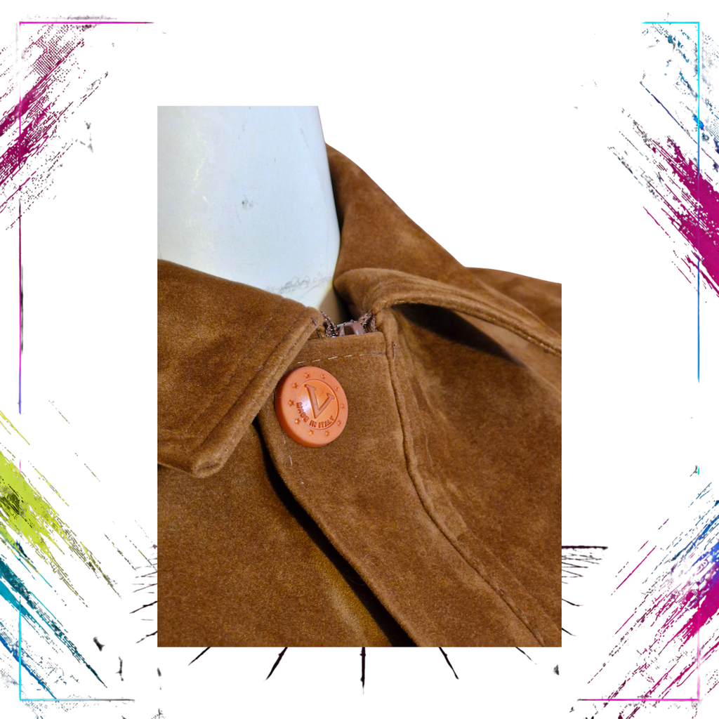 Collection V Made in Italy Vintage Suede Jacket 70s-90s button details -theplugofvintage
