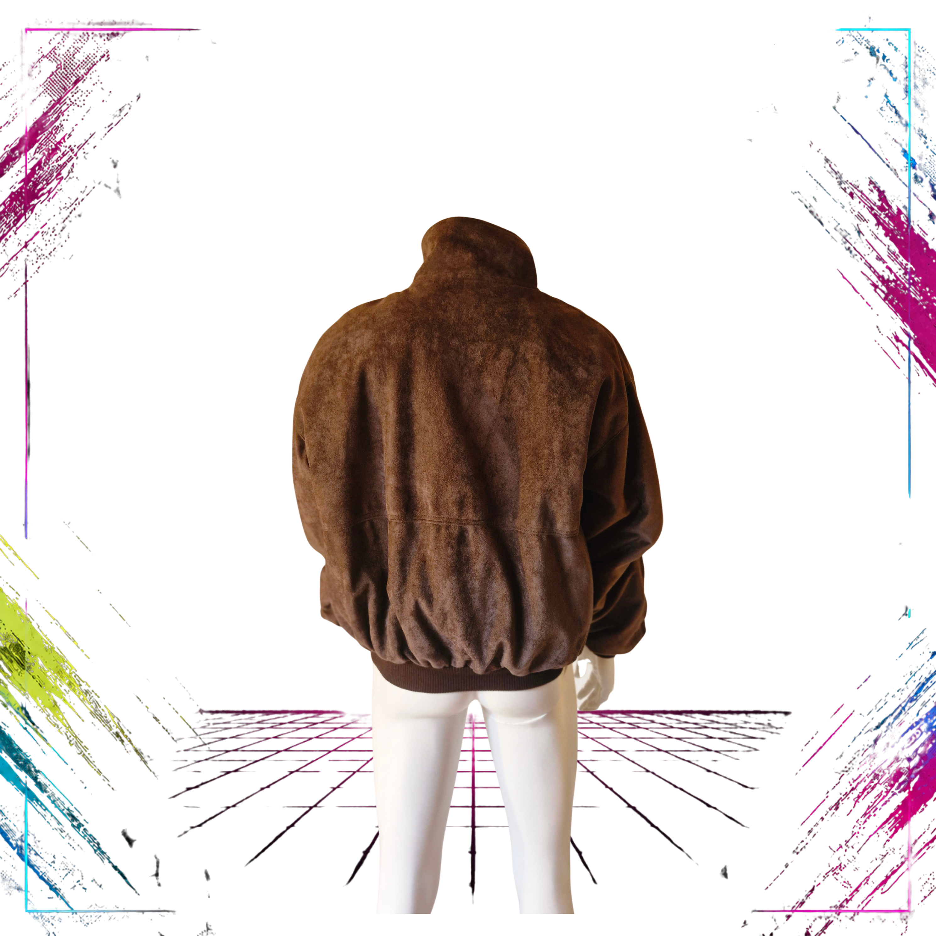 Collection V Made in Italy Vintage Suede Bomber Jacket 70s-90s back -theplugofvintage
