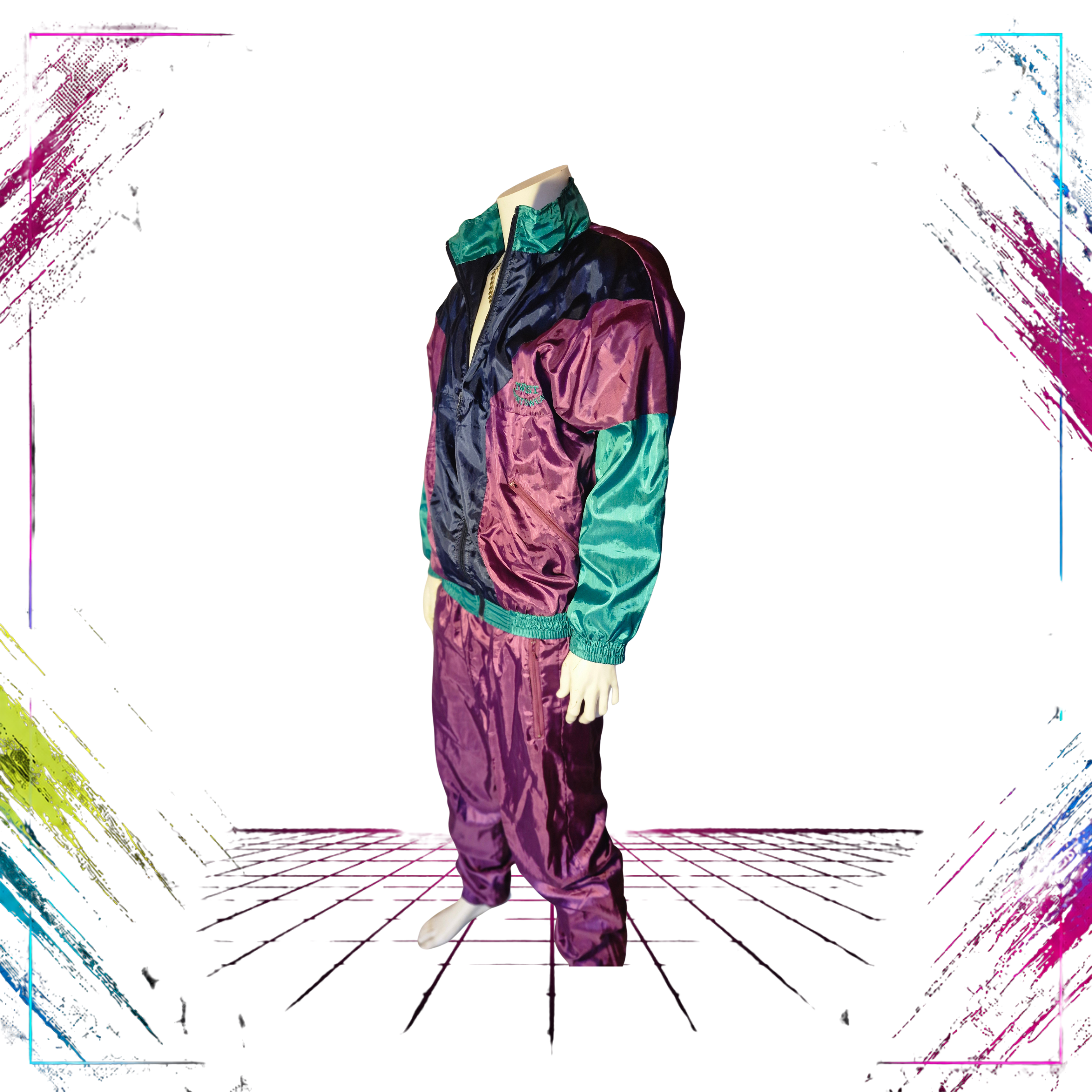 Twist Sportswear windbreaker suit 80s 90s vintage Nordic sportswear front – ThePlugOfVintage
