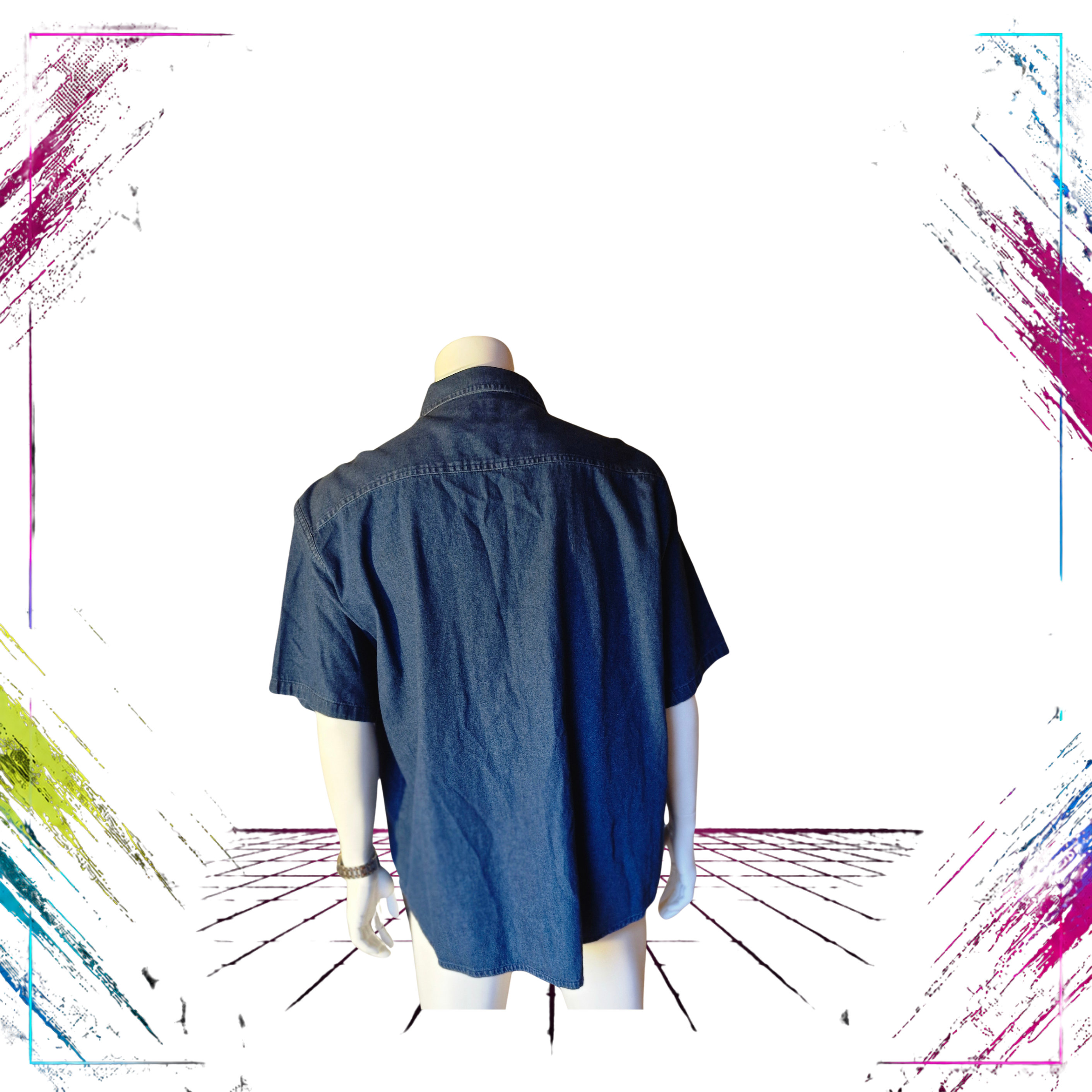 Finnish vintage Salonie Embroidered Denim Shirt back -theplugofvintage