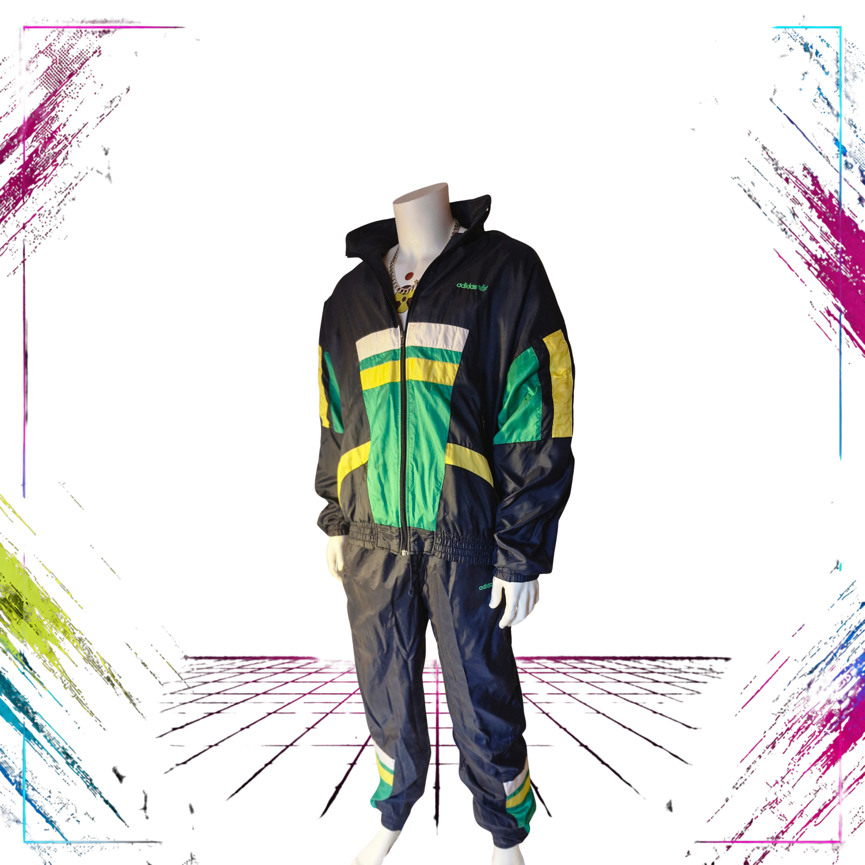 Adidas ULTRARARE 80s-90s Windbreaker Set front -theplugofvintage