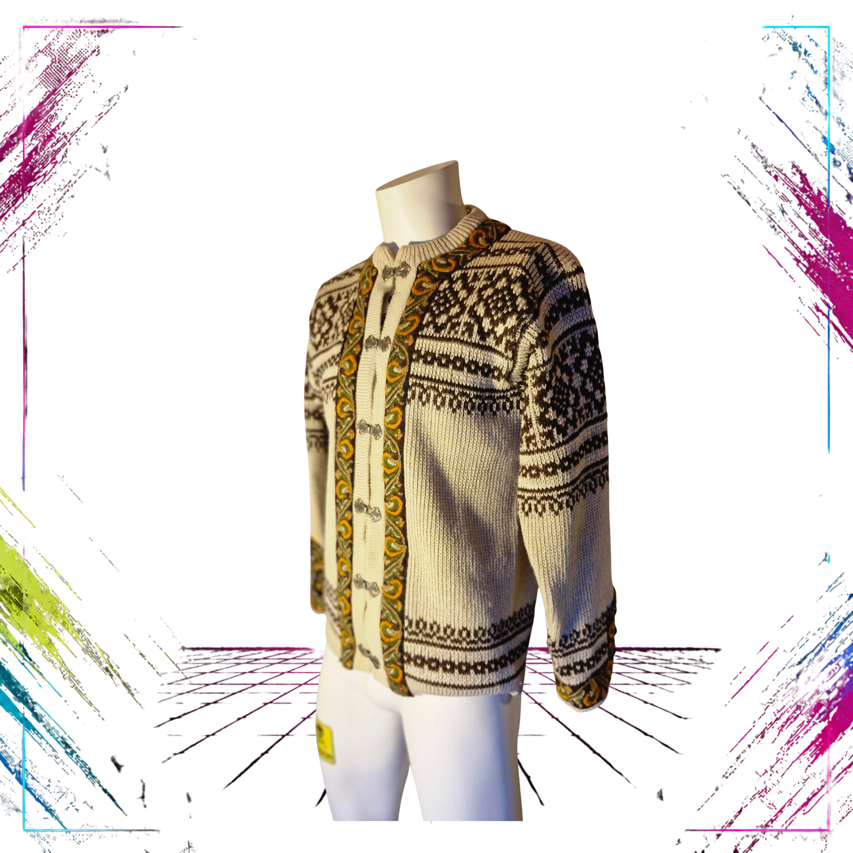 Nordstrikk Norwegian Vintage Handmade Wool Cardigan front -theplugofvintage