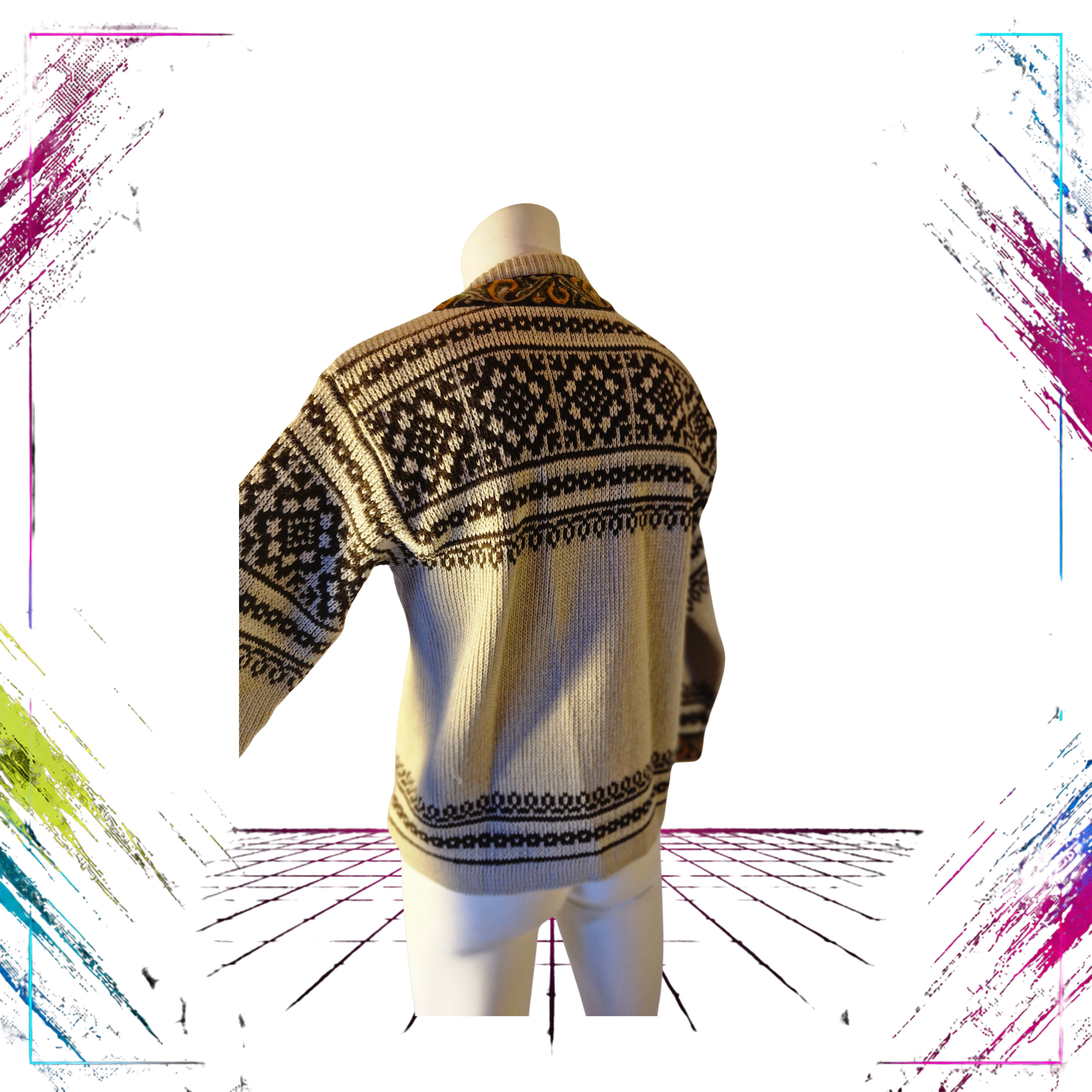 Nordstrikk Norwegian Vintage Handmade Wool Cardigan back -theplugofvintage