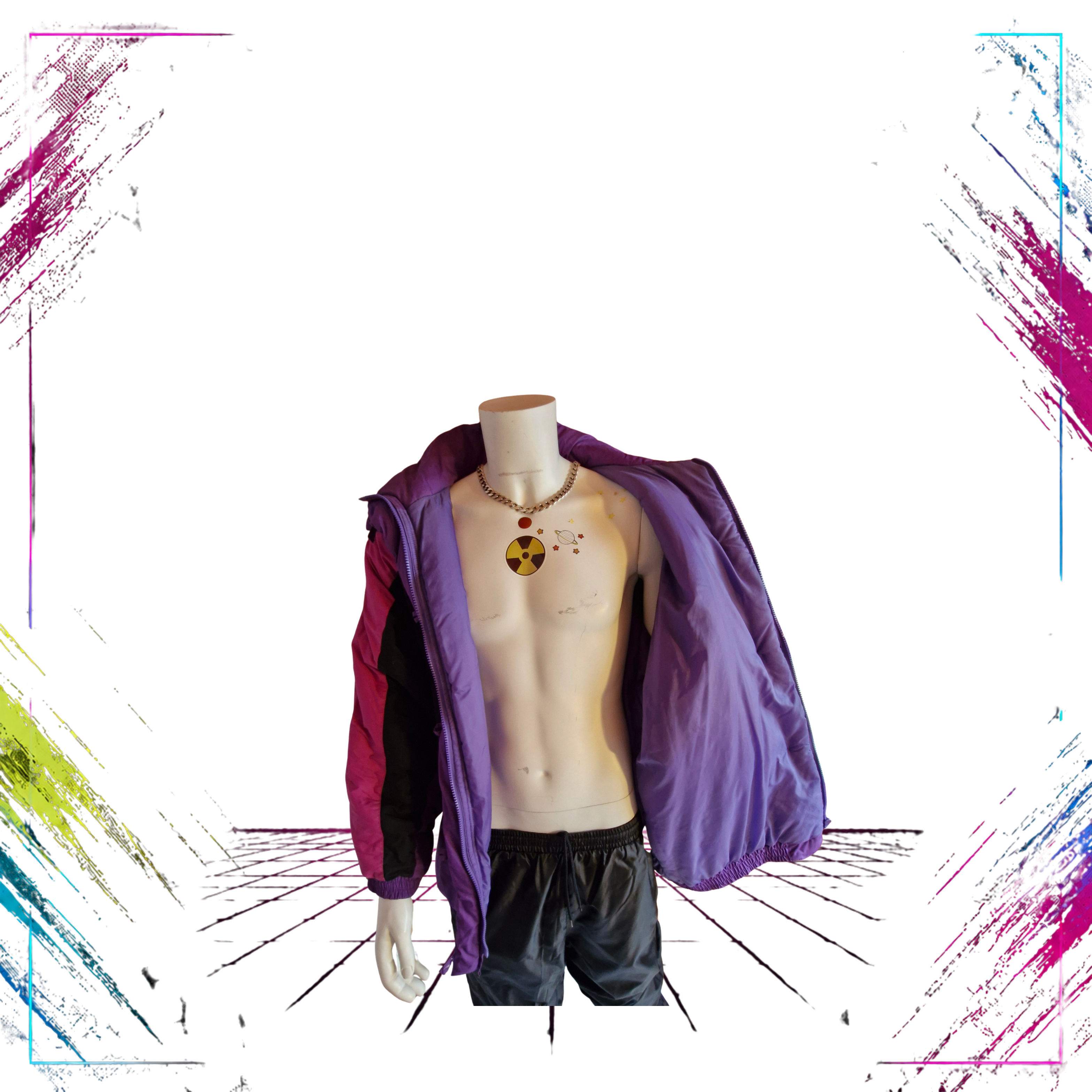 Notice Vintage Colourblock Winter Jacket  Finnish Retro 80s–90s front open -theplugofvintage