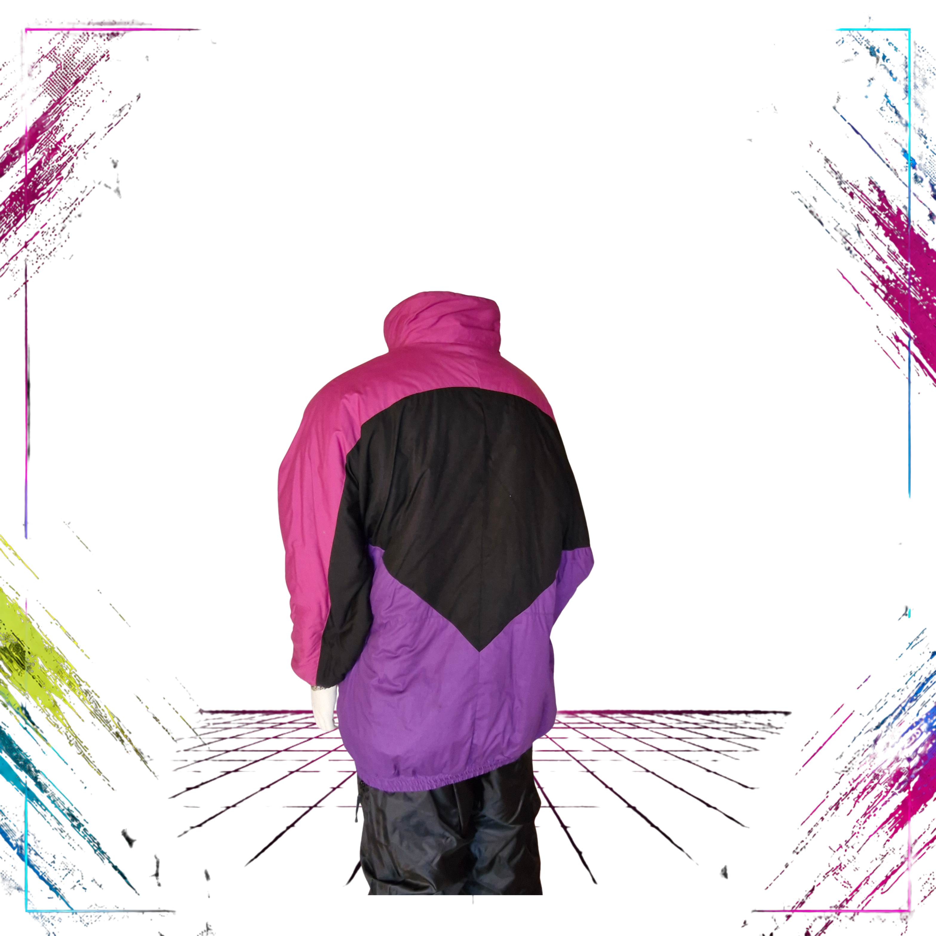 Notice Vintage Colourblock Winter Jacket  Finnish Retro 80s–90s back -theplugofvintage