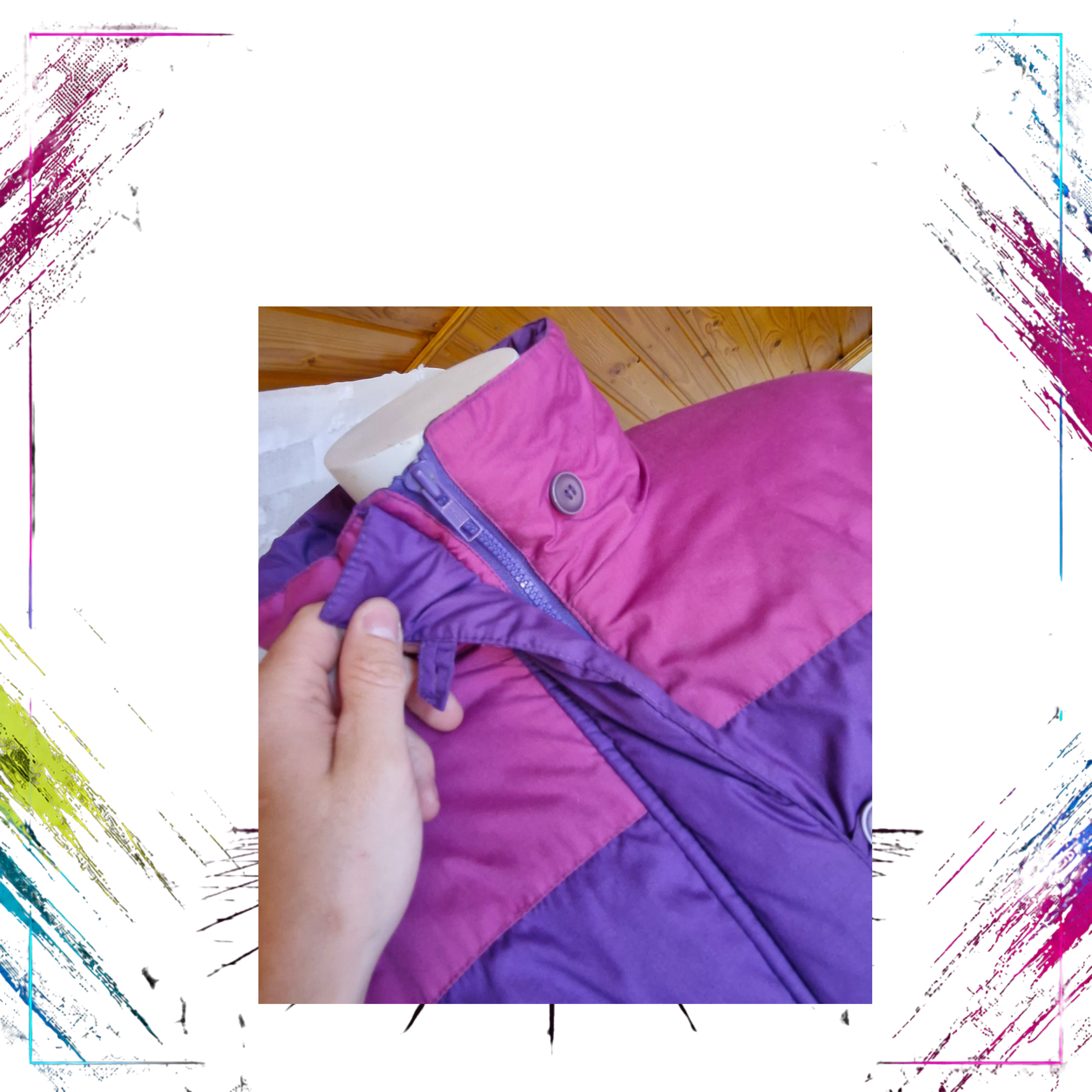 Notice Vintage Colourblock Winter Jacket  Finnish Retro 80s–90s zipper details- theplugofvintage