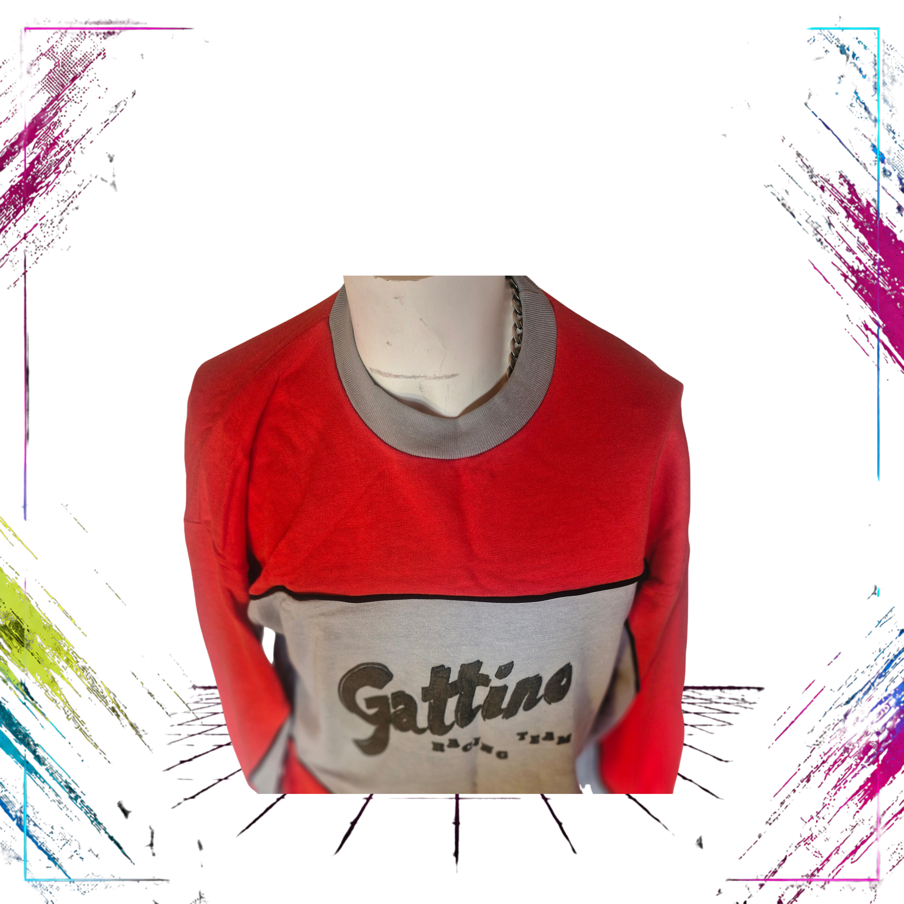 Svengi  Gattino Vintage Colourblock Racing Sweatshirt Czechoslovakia 1980s front upper -ThePlugOfvintage