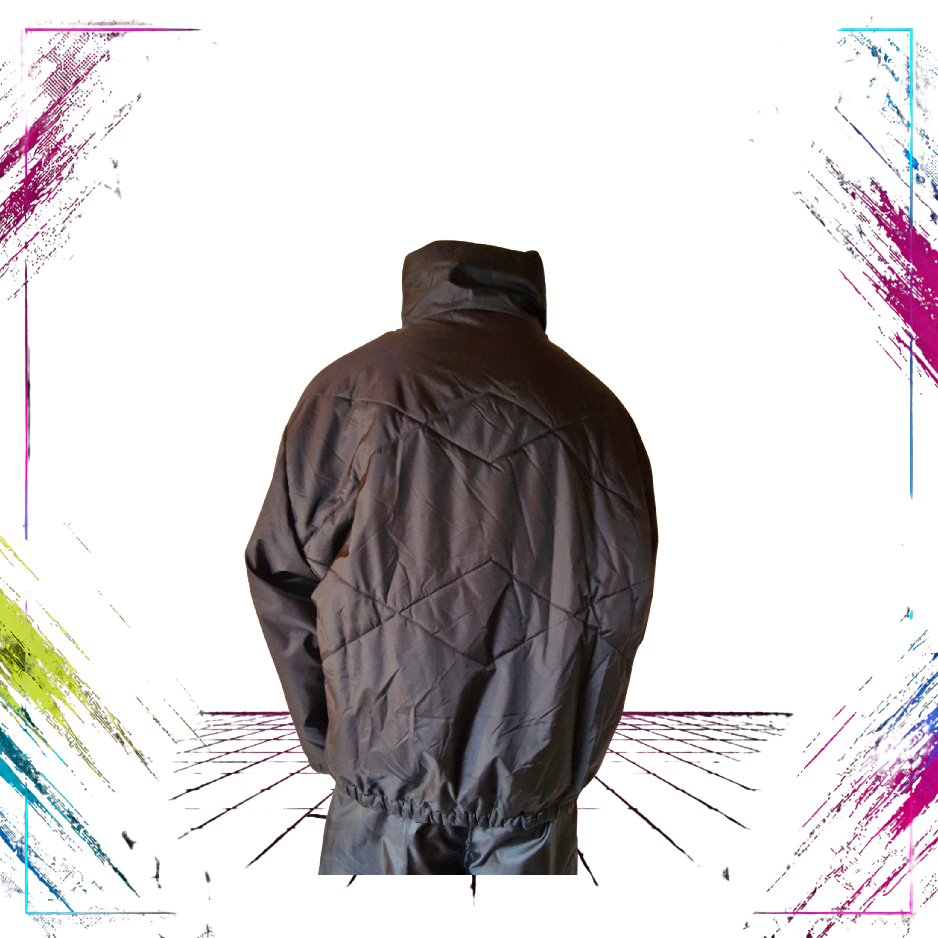 Notice Vintage Black Winter Jacket  Finnish Retro 90s back -theplugofvintage