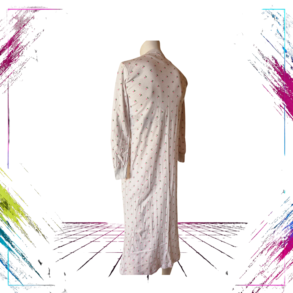 Vintage Floral Cotton Lounge Dress  Finnish Market, Late 80s–90s back -theplugofvintage