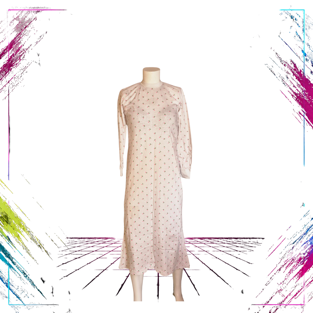 Vintage Floral Cotton Lounge Dress  Finnish Market, Late 80s–90s front -theplugofvintage
