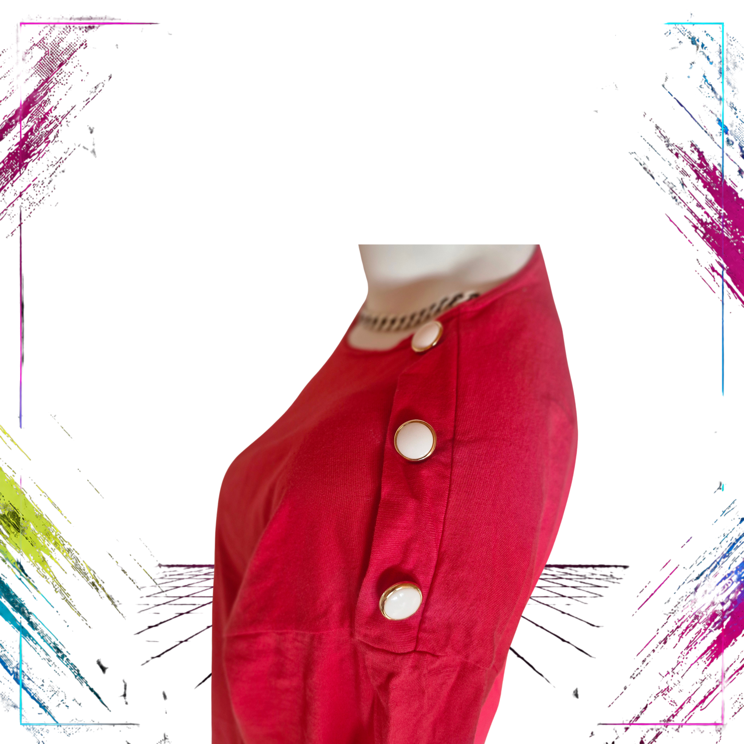 Sarafaani Oy Vintage Power Dress  Finnish Made 1980s shoulderbutton detail -theplugofvintage