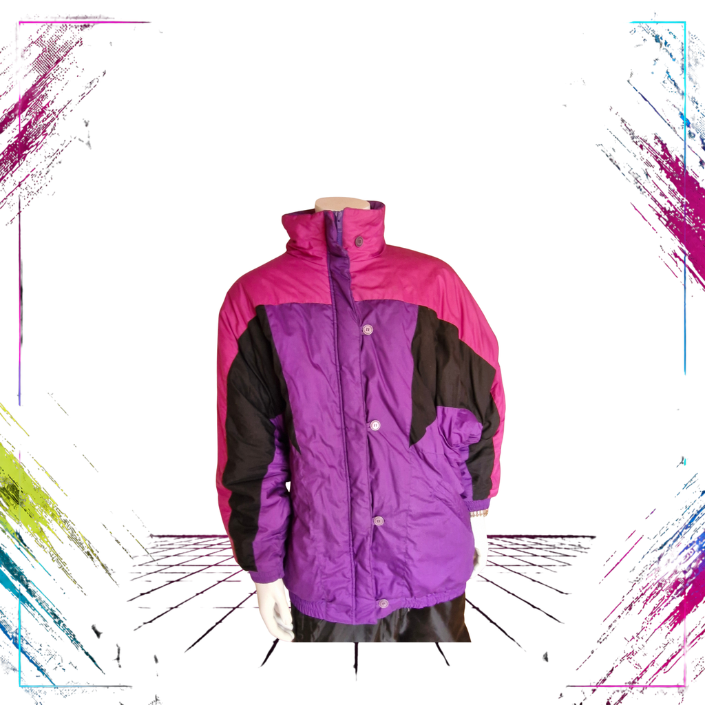 Notice Vintage Colourblock Winter Jacket  Finnish Retro 80s–90s front closed -theplugofvintage