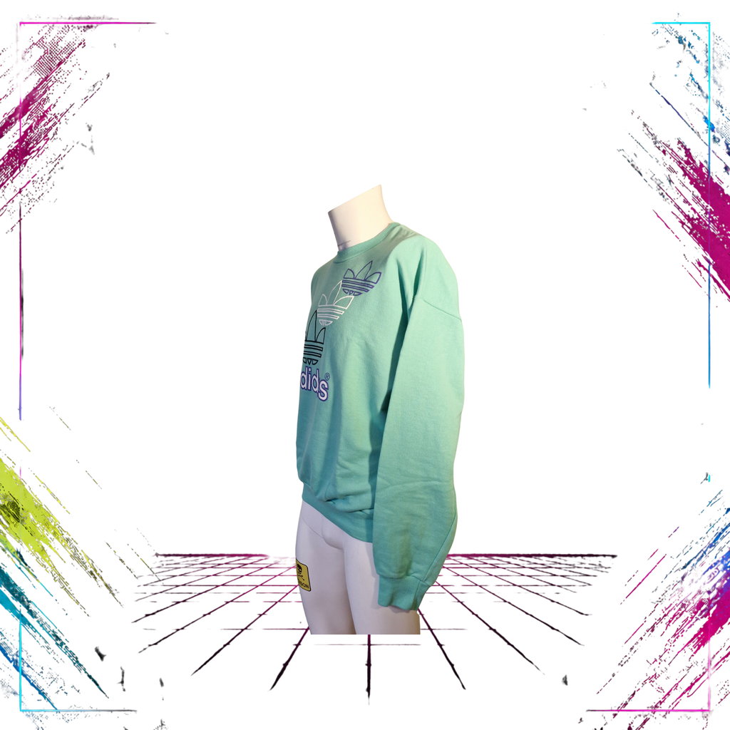 Late 80s Adidas Trefoil crewneck sweatshirt — side view — ThePlugOfVintage
