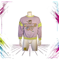Early 90s Adidas Take Off Rough Rat Gallery crewneck — front view, lime green accents — Size S/M — ThePlugOfVintage