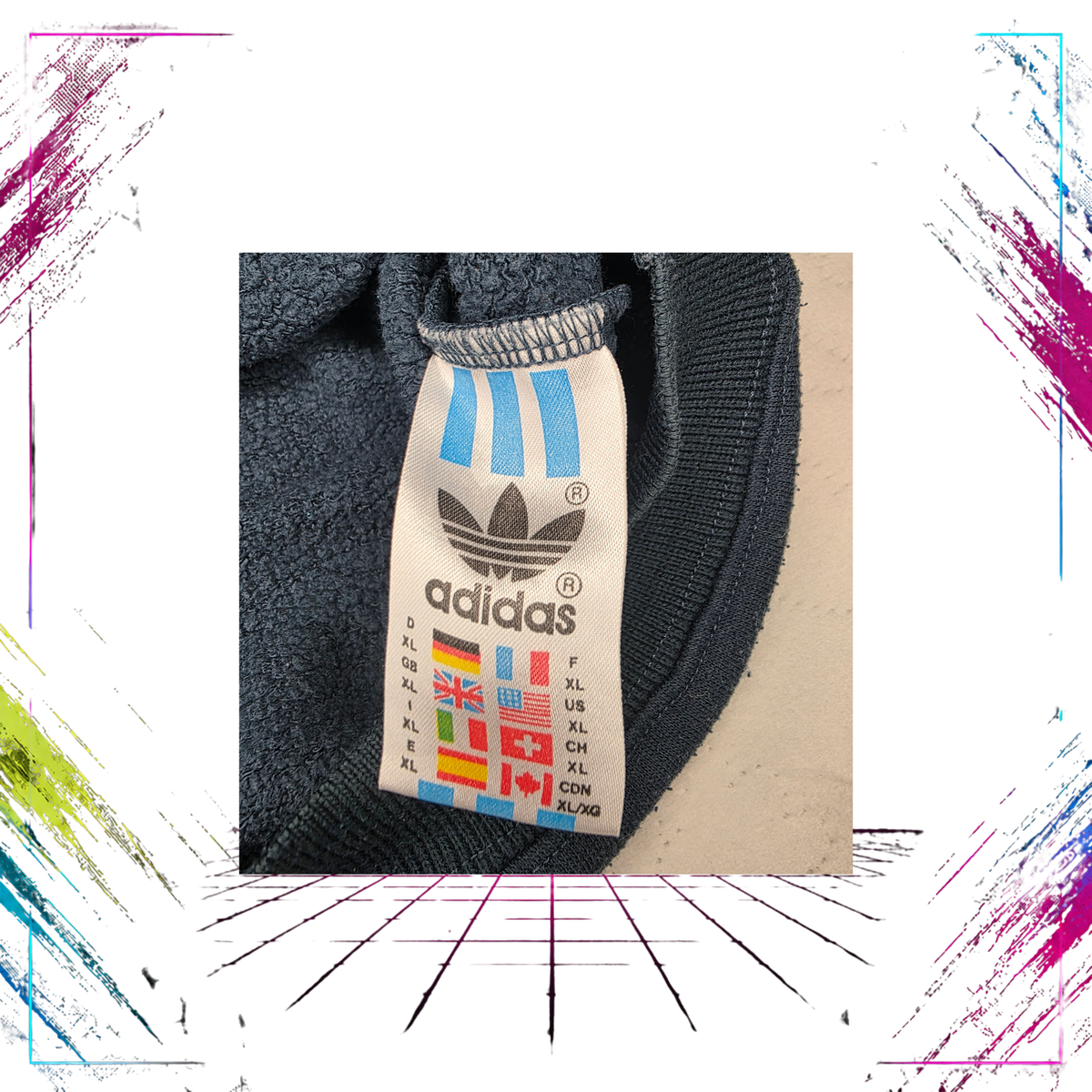 Late 90s Adidas Training hoodie — size label detail — ThePlugOfVintage