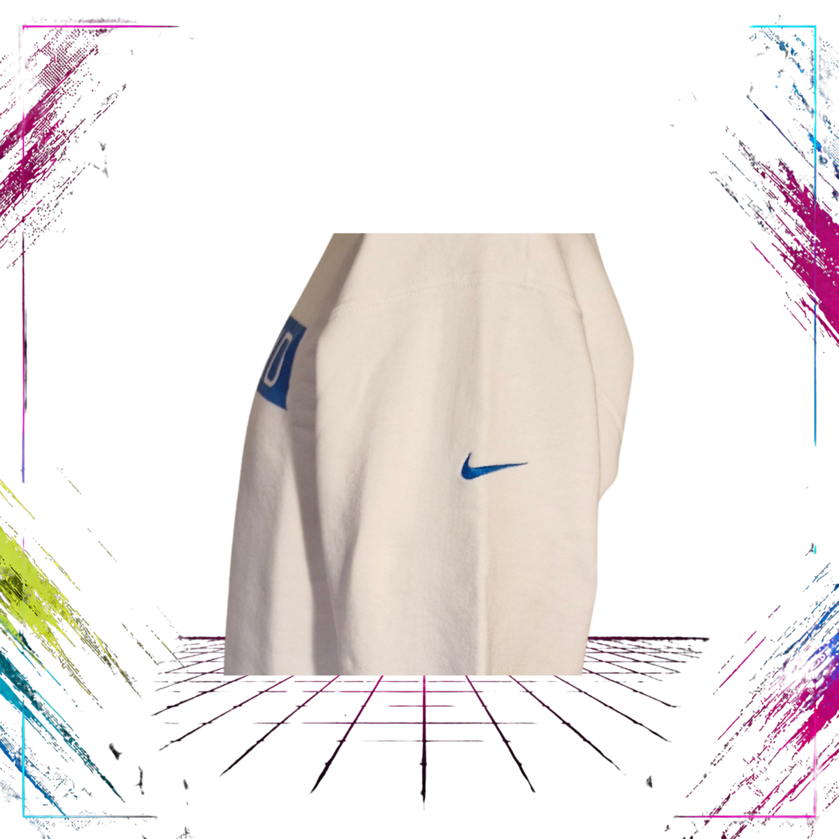 Mid 90s Nike White Tag Finland National Team crewneck — side Nike detail view — ThePlugOfVintage