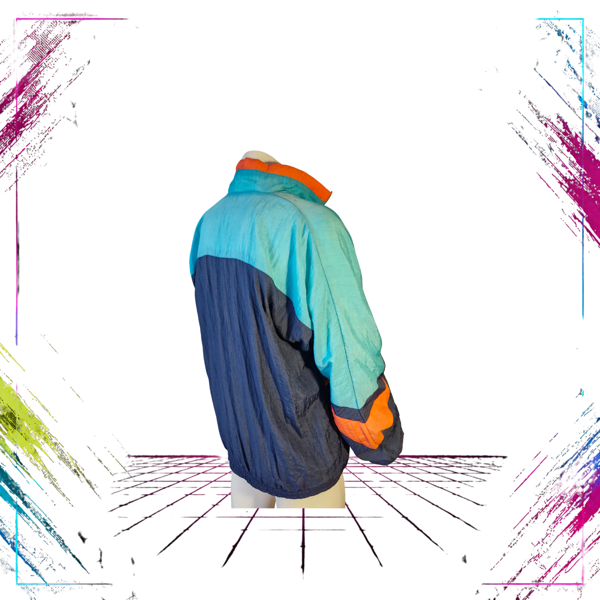 Early 90s Umbro Sultrade colour block windbreaker — right side view — ThePlugOfVintage