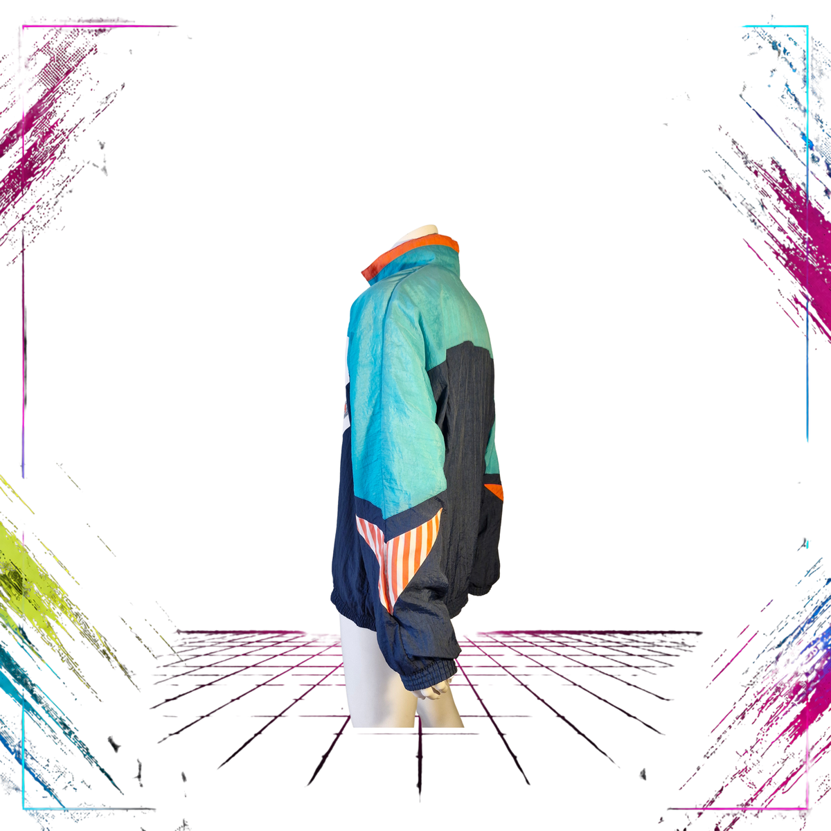 Early 90s Umbro Sultrade colour block windbreaker — side view — ThePlugOfVintage