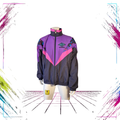 Early 90s Umbro Sultrade Finland insulated rave jacket — front view, lilac/pink/green — ThePlugOfVintage