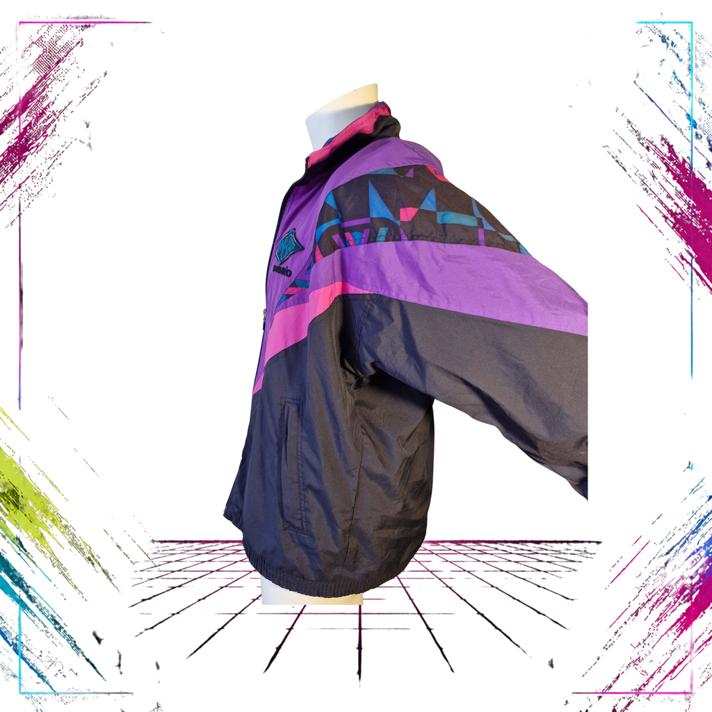 Early 90s Umbro Sultrade Finland insulated rave jacket — side detail view — ThePlugOfVintage